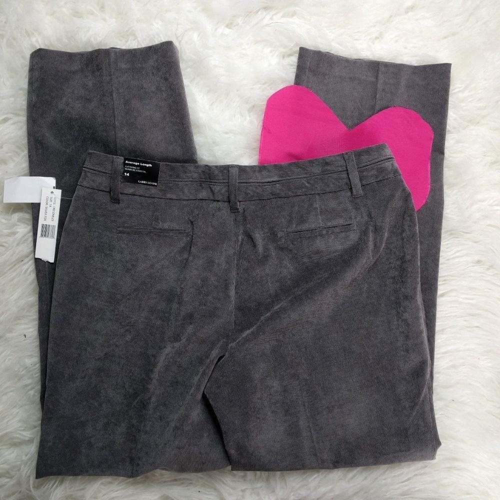@ Larry Levine sz 14 Grey Straight Pants Corduroy - Picture 6 of 8